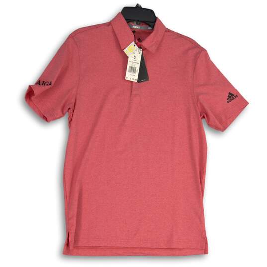 NWT Adidas Mens Pink Spread Collar Short Sleeve Golf Polo Shirt Size S image number 1