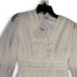NWT Womens White Floral Lace Long Balloon Sleeve V Neck A-Line Dress Size 3 image number 3