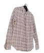 Womens Beige Plaid Long Sleeve Collared Button Up Shirt Size Small image number 2