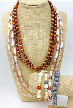 Artisan Brown Grey Pink & White Pearls Beaded Necklaces & Bracelets