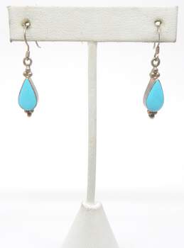 Artisan 925 Modernist Chunky Dome Post & Faux Turquoise Drop Earrings alternative image