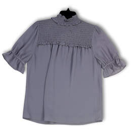 NWT Womens Gray Ruffle Short Sleeve Smocked Pullover Blouse Top Size Small alternative image