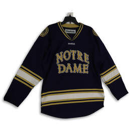 Mens Navy Blue Gold Notre Dame Fighting Irish Ice Hockey Jersey Size Large
