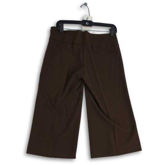 NWT The Limited Womens Brown Flat Front Side Zip Wide Leg Cropped Pants Size 4 image number 2