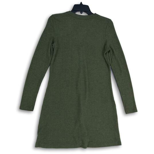 American Eagle Womens Green Knitted Long Sleeve Button Front Sweater Dress Sz M image number 2