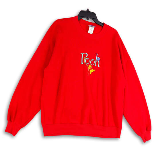 Womens Red Embroidered Crew Neck Long Sleeve Pullover Sweater Size XL image number 3