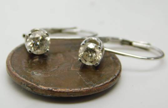 14K White Gold 0.42 CTTW Diamond Lever Back Earrings 1.0g image number 6
