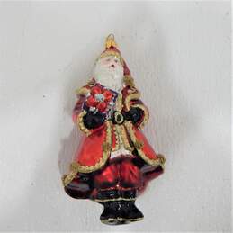 Juliska Berry And Thread Hand Blown Glass Santa Christmas Ornament