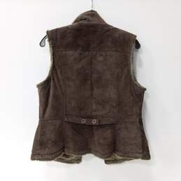 Eddie Bauer Authentic Seattle Suede Brown Leather And Faux Fur Vest Size M alternative image