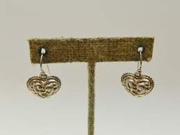 Romantic 925 Sterling Silver Scrolled Heart Drop Earrings & CZ Rings 14.4g alternative image
