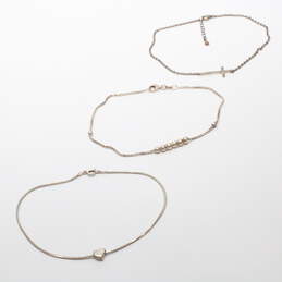 Bundle of 3 Sterling Silver Chain Anklets - 8.77g