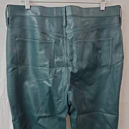 J. Crew Classic Straight Dark Green Faux Leather Pants Women's 32 NWT alternative image