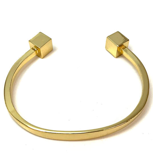 Designer J.Crew Gold-Tone Mercantile Cube Ends Fashionable Cuff Bracelet image number 2