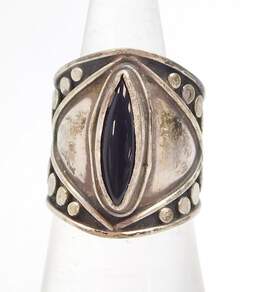Artisan 925 Sterling Silver White Sapphire Onyx & Agate Pendant Necklace Ring & Bracelet 44.3g alternative image