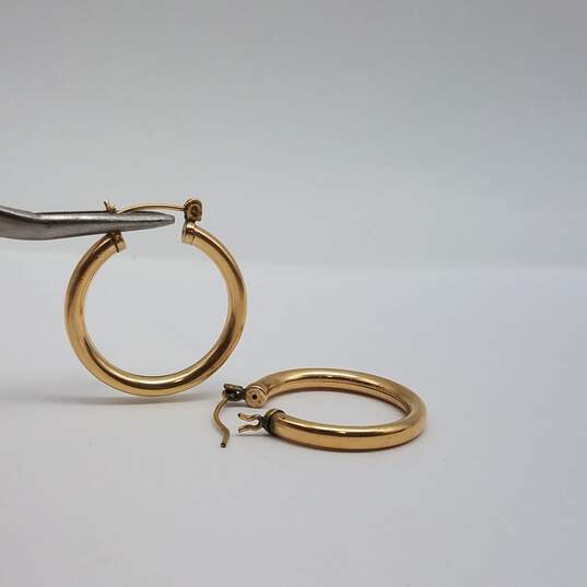 14k Gold 1 Inch 3mm Tubular Hoop Earring 2.4g image number 1