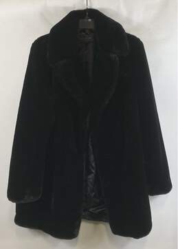 Andrew Marc Womens Black Polyester Collared Long Sleeve Overcoat Size Medium