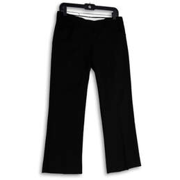 Womens Black Flat Front Slash Pocket Wide Leg Dress Pants Size 6