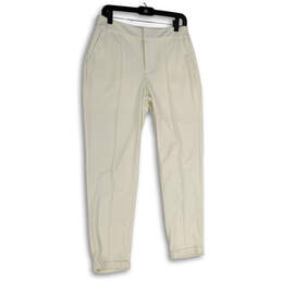 Womens White Flat Front Slash Pocket Straight Leg Cropped Pants Size 6
