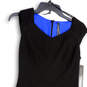 NWT Women Black Blue Sleeveless V-Neck Zip Knee Length Sheath Dress Size 0 image number 3