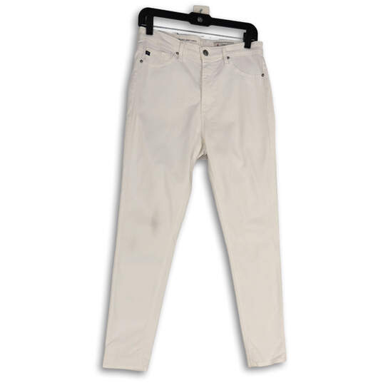 Womens White Denim Medium Wash Stretch Pocket Skinny Leg Ankle Jeans Sz 29R image number 3