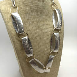 Designer Robert Lee Morris Silver-Tone Soho Big Oval Shape Chain Necklace