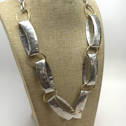 Designer Robert Lee Morris Silver-Tone Soho Big Oval Shape Chain Necklace image number 1