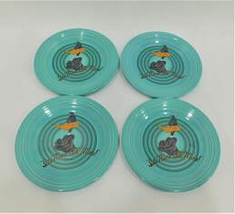 4 Vintage Fiesta Ware Daffy Duck Looney Tunes 10.5 Inch Plates