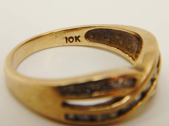 10K Yellow Gold 0.44 CTTW Champagne Diamond Cross Over Ring 3.3g image number 4