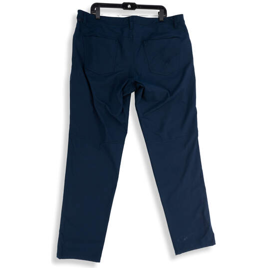Mens Navy Blue Flat Front 5-Pocket Design Straight Leg Ankle Pants Size 39 image number 2