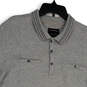Mens Gray Collared Pockets Short Sleeve Button Front Polo Shirt Size XL image number 3