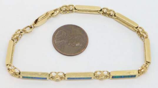 14K Yellow Gold Opal Inlay Bracelet 11.8g image number 6