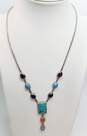 Allison Lee Dine Navajo 925 Turquoise Opal Amethyst Multi Stone Pendant Necklace image number 1