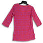 Womens Red Purple Geometric Split Neck Side Slit Pullover Tunic Top Sz XXS image number 2