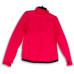 Womens Pink Mock Neck Quarter Zip Long Sleeve Pullover Jacket Size M alternative image
