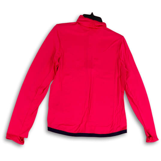 Womens Pink Mock Neck Quarter Zip Long Sleeve Pullover Jacket Size M image number 2