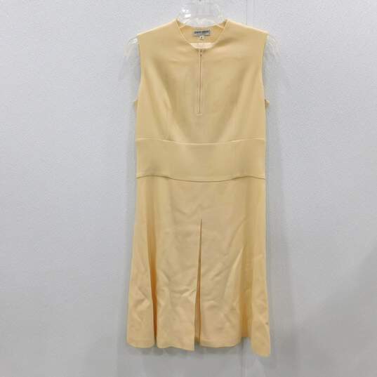 Giorgio Armani Le Collezioni Cream Zipped Long Sleeve Jacket with Sleeveless Cream Sheath Dress Women's Suit Set Size 8 with COA image number 5