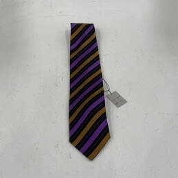 NWT Mens Multicolor Striped Adjustable Silk Classic Designer Neck Tie