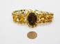 Vintage Gold Tone Amber Citrine Colored Icy Glass Rhinestone Bracelet 39.2g image number 5