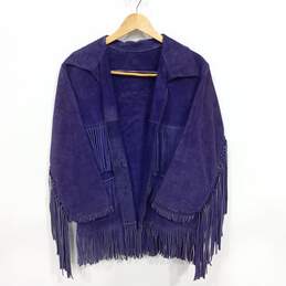Vintage Women's Purple Suede Leather Fringe Jacket