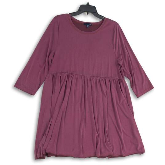 American Eagle Outfitters Womens Purple Round Neck Pleated A-Line Dress Size XL image number 1