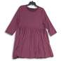 American Eagle Outfitters Womens Purple Round Neck Pleated A-Line Dress Size XL image number 1