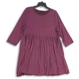American Eagle Outfitters Womens Purple Round Neck Pleated A-Line Dress Size XL