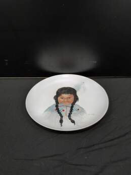Original Native American Girl Portrait On A Plate