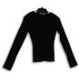 NWT Womens Black Ribbed Long Sleeve Split Neck Pullover Blouse Top Size S image number 2
