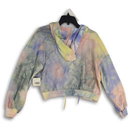 NWT Womens Multicolor Tie Dye Long Sleeve Drawstring Pullover Hoodie Size L alternative image