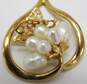 14K Yellow Gold Pearl Flower & Filigree Butterfly Pendant 3.5g image number 3