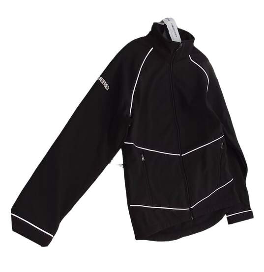 NWT Womens Black Long Sleeve Collared Activewear Full Zip Jacket Size Medium image number 3