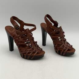 Ralph Lauren Womens Brown Open Toe Stiletto Heel Slingback Sandal Size 6.5B alternative image