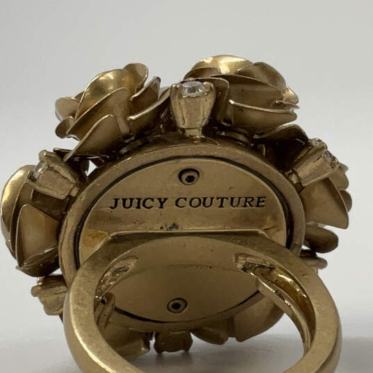 Designer Juicy Couture Flower Shape Rhinestone White Perl Band Ring w/ Box image number 1