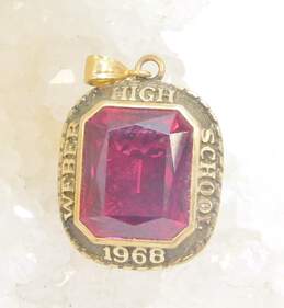 Vintage 10K Gold Faceted Ruby High School Class Pendant 3.9g